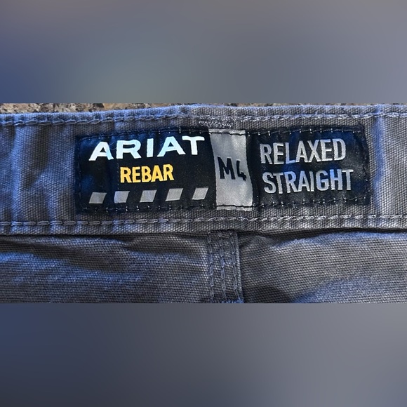 Ariat M4 Mens Rebar Dark Gray Jeans Relaxed Fit Straight Leg Tag Size 46x32 - Picture 3 of 16